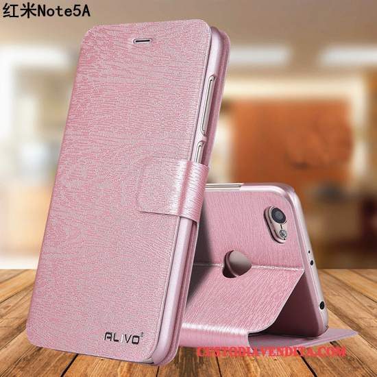 Custodia Redmi Note 5a Pelle Rossotelefono, Cover Redmi Note 5a Folio Piccola Oro