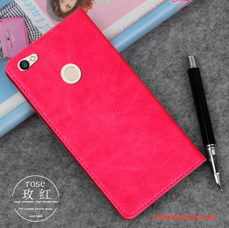 Custodia Redmi Note 5a Silicone Orotelefono, Cover Redmi Note 5a Pelle Rosso Anti-caduta