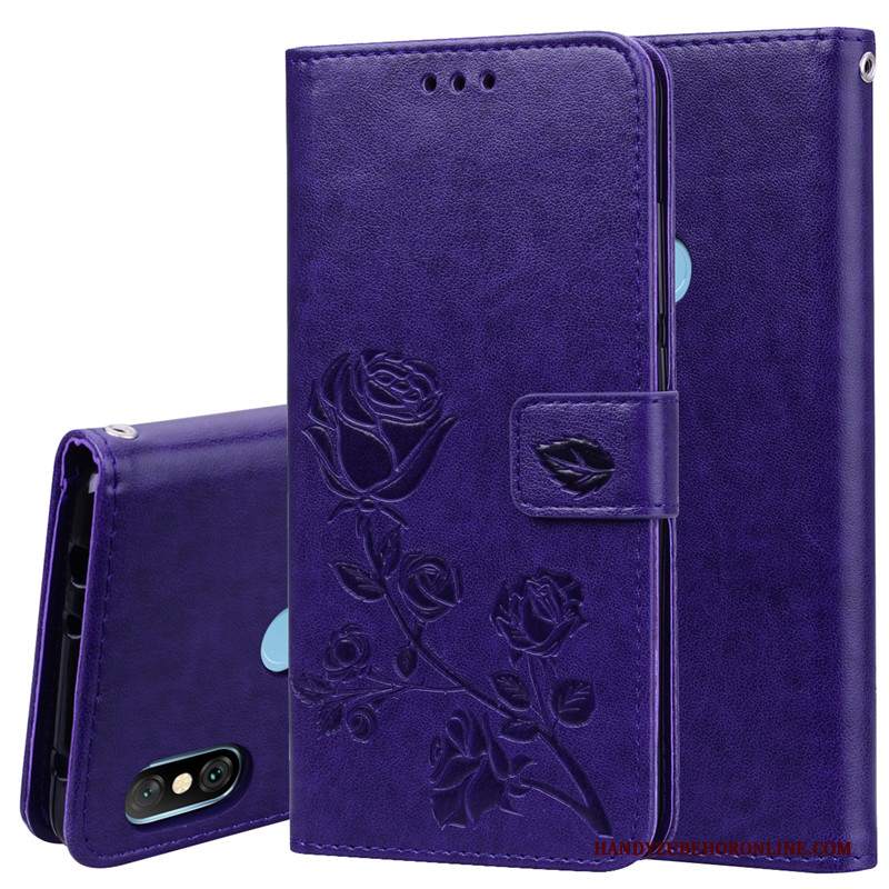 Custodia Redmi Note 6 Pro Moda Fiori Rosso, Cover Redmi Note 6 Pro Pelle Di Personalità Modello