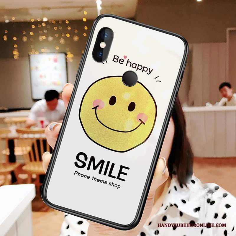 Custodia Redmi Note 6 Pro Vetro Temperato Smiley, Cover Redmi Note 6 Pro Telefono Rosso