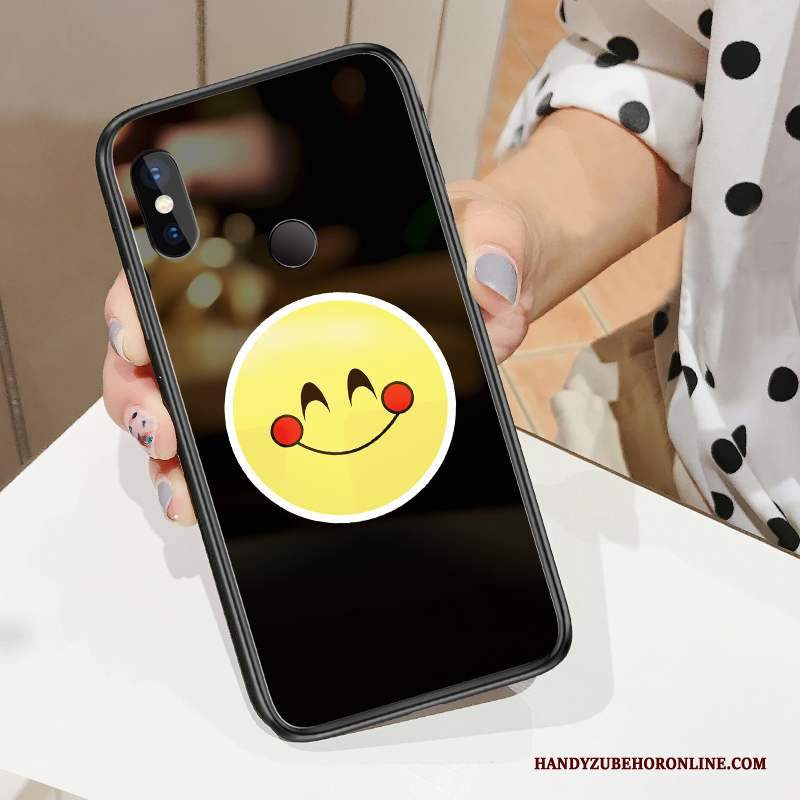 Custodia Redmi Note 6 Pro Vetro Temperato Smiley, Cover Redmi Note 6 Pro Telefono Rosso