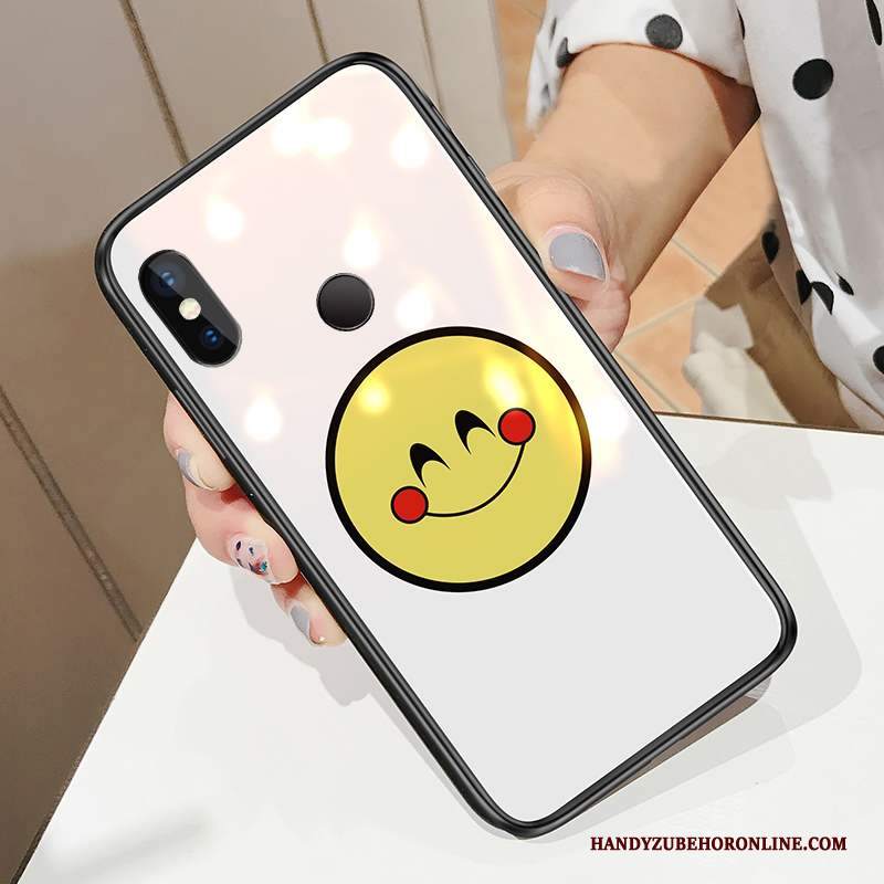 Custodia Redmi Note 6 Pro Vetro Temperato Smiley, Cover Redmi Note 6 Pro Telefono Rosso