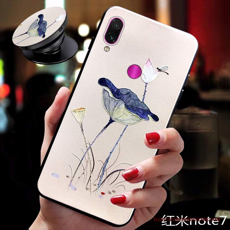 Custodia Redmi Note 7 Creativo Macchiati Stile Cinese, Cover Redmi Note 7 Silicone Telefono Fiori