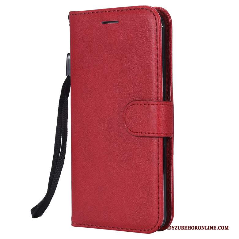 Custodia Redmi Note 7 Folio Piccola Blu Scuro, Cover Redmi Note 7 Pelle Rosso Monocromatico