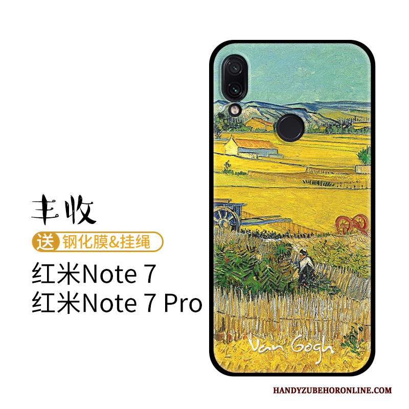 Custodia Redmi Note 7 Goffratura Giallo Pittura Ad Olio, Cover Redmi Note 7 Cartone Animato Macchiati Rosso