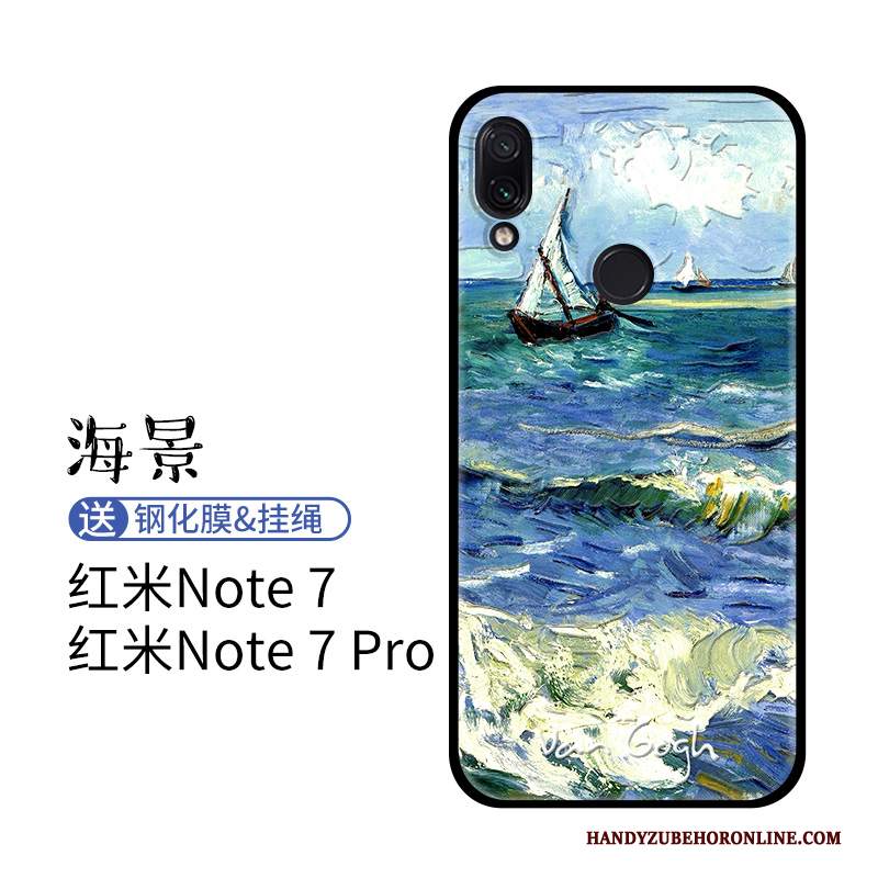 Custodia Redmi Note 7 Goffratura Giallo Pittura Ad Olio, Cover Redmi Note 7 Cartone Animato Macchiati Rosso