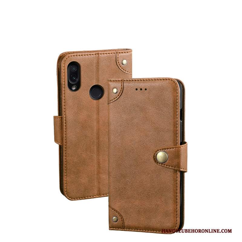 Custodia Redmi Note 7 Pelle Anti-caduta Tutto Incluso, Cover Redmi Note 7 Folio Rosso Morbido