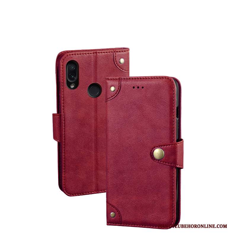 Custodia Redmi Note 7 Pelle Anti-caduta Tutto Incluso, Cover Redmi Note 7 Folio Rosso Morbido