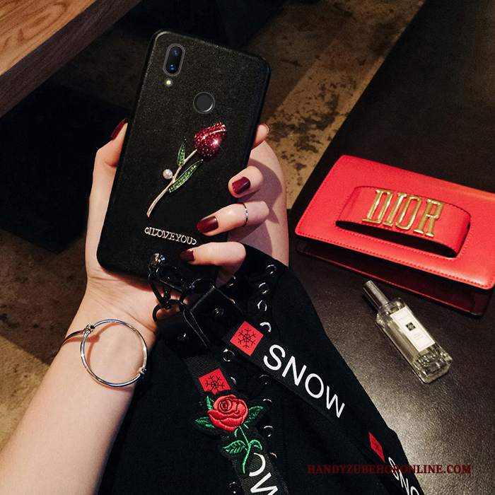 Custodia Redmi Note 7 Silicone Net Red Rosa, Cover Redmi Note 7 Protezione Rosso Piccola