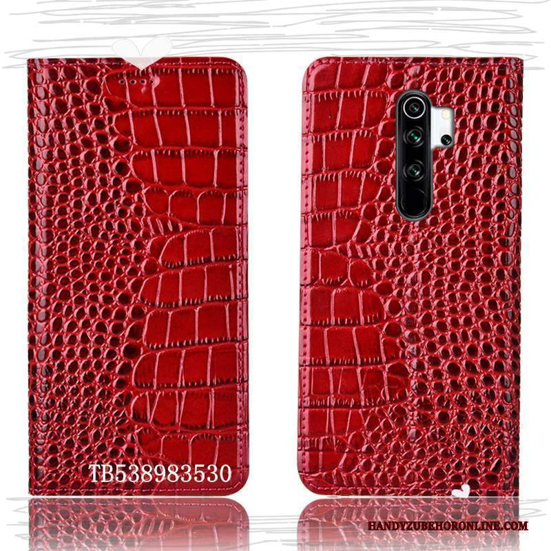 Custodia Redmi Note 8 Pro Pelle Blu Piccola, Cover Redmi Note 8 Pro Protezione Modello Coccodrillo Rosso