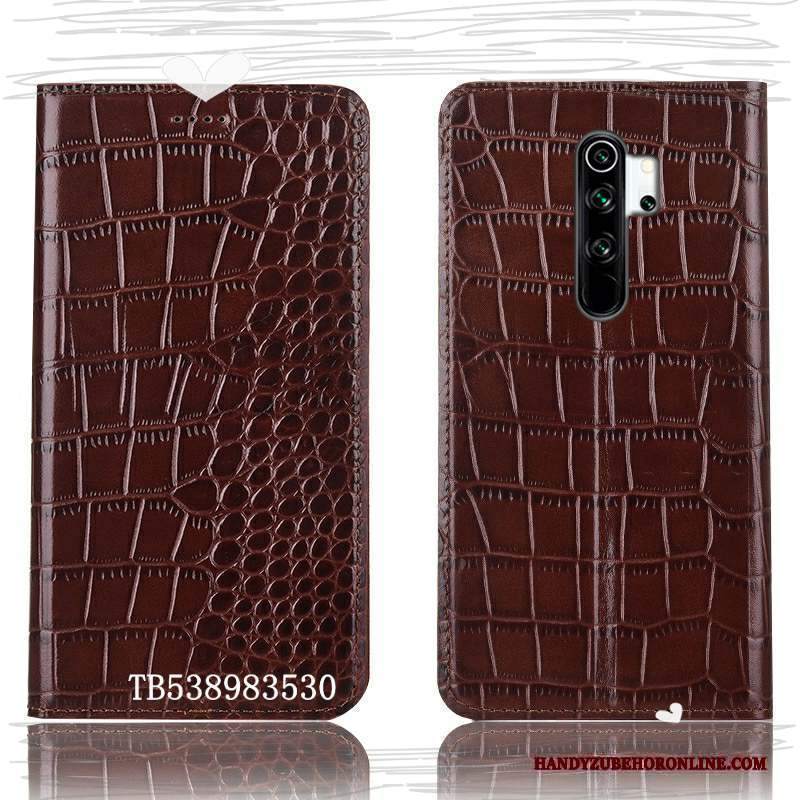 Custodia Redmi Note 8 Pro Pelle Blu Piccola, Cover Redmi Note 8 Pro Protezione Modello Coccodrillo Rosso