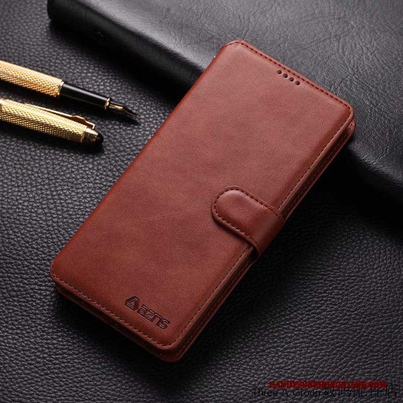 Custodia Redmi Note 8 Pro Pelle Di Personalità Rosso, Cover Redmi Note 8 Pro Folio Telefono Affari