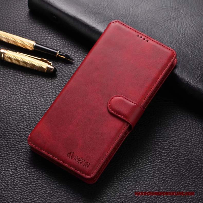 Custodia Redmi Note 8 Pro Pelle Rosso Piccola, Cover Redmi Note 8 Pro Folio Telefono