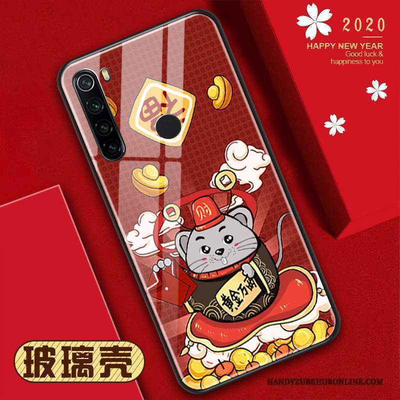 Custodia Redmi Note 8t Modello Vetro, Cover Redmi Note 8t Telefono Rosso