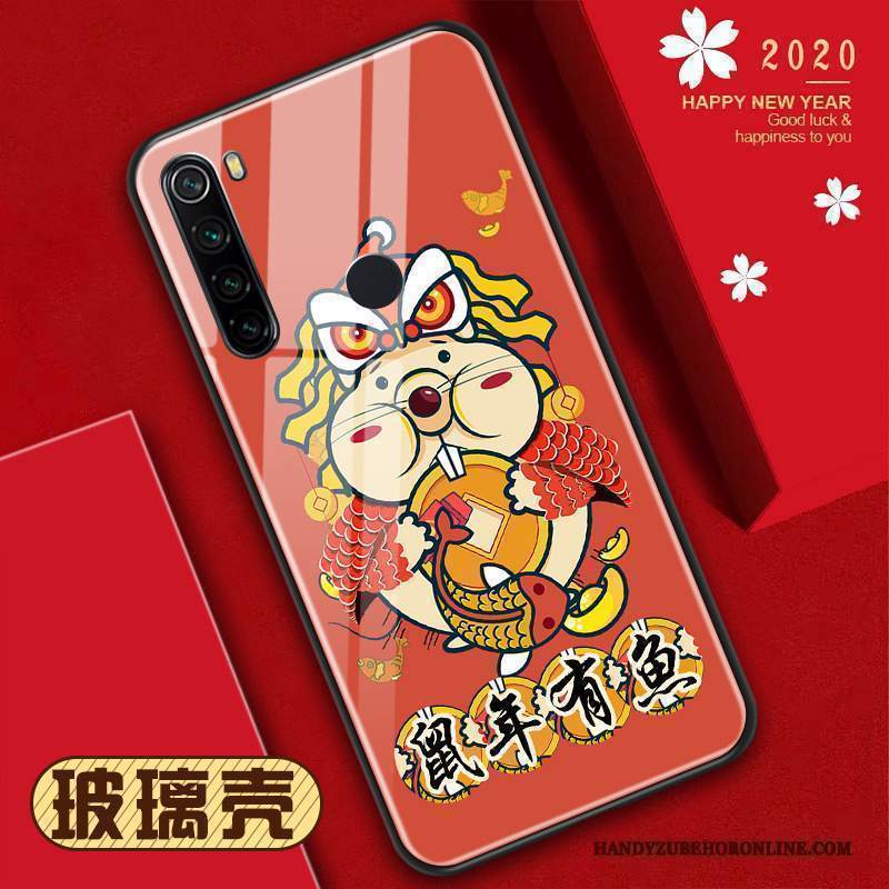 Custodia Redmi Note 8t Modello Vetro, Cover Redmi Note 8t Telefono Rosso