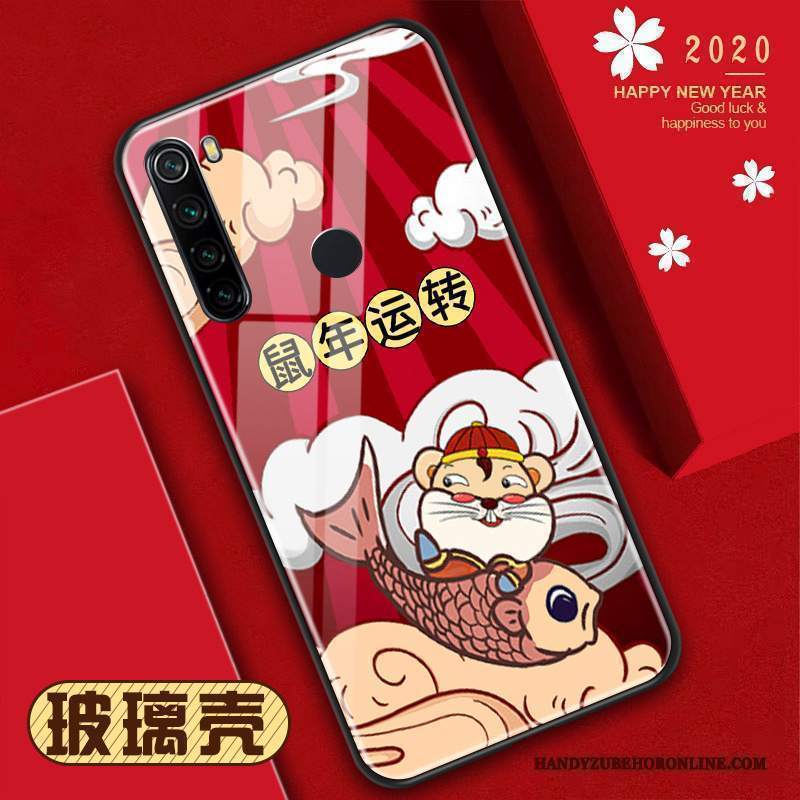 Custodia Redmi Note 8t Modello Vetro, Cover Redmi Note 8t Telefono Rosso