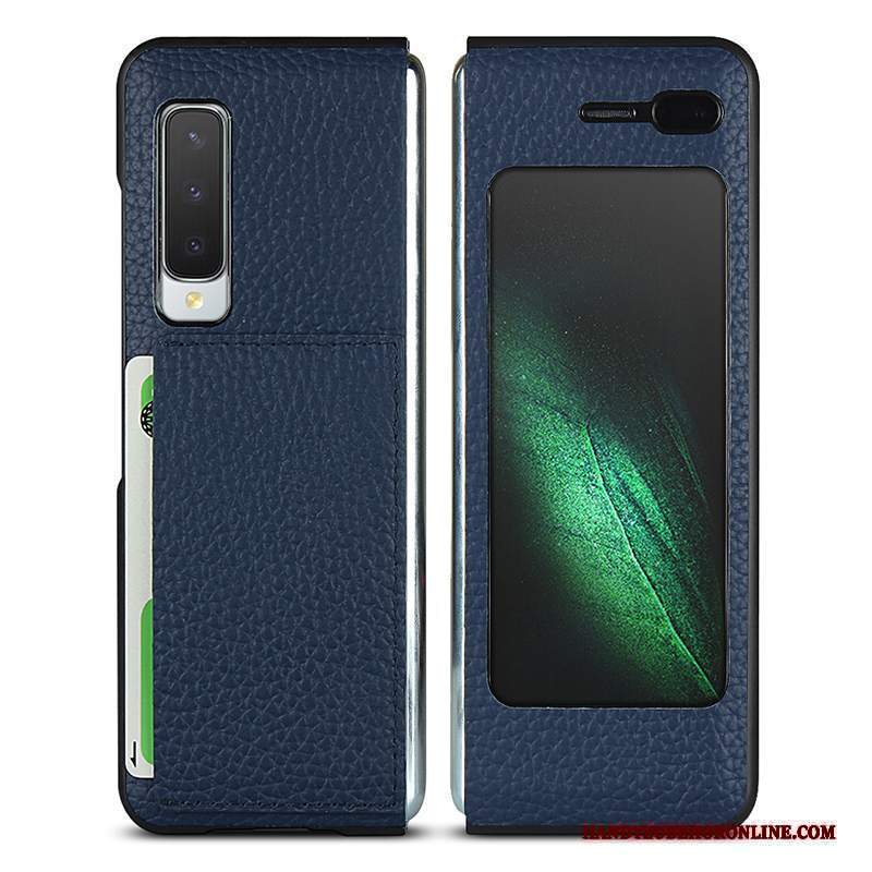 Custodia Samsung Fold Creativo Blu Scuro Sottile, Cover Samsung Fold Pelle Tutto Incluso Piegare