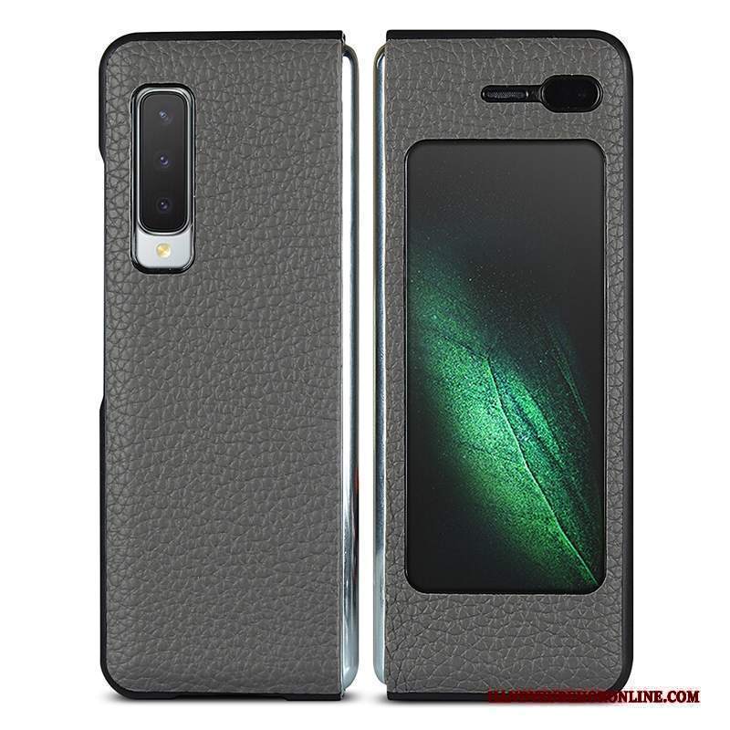 Custodia Samsung Fold Pelle Grigiotelefono, Cover Samsung Fold Protezione Piegare Anti-caduta