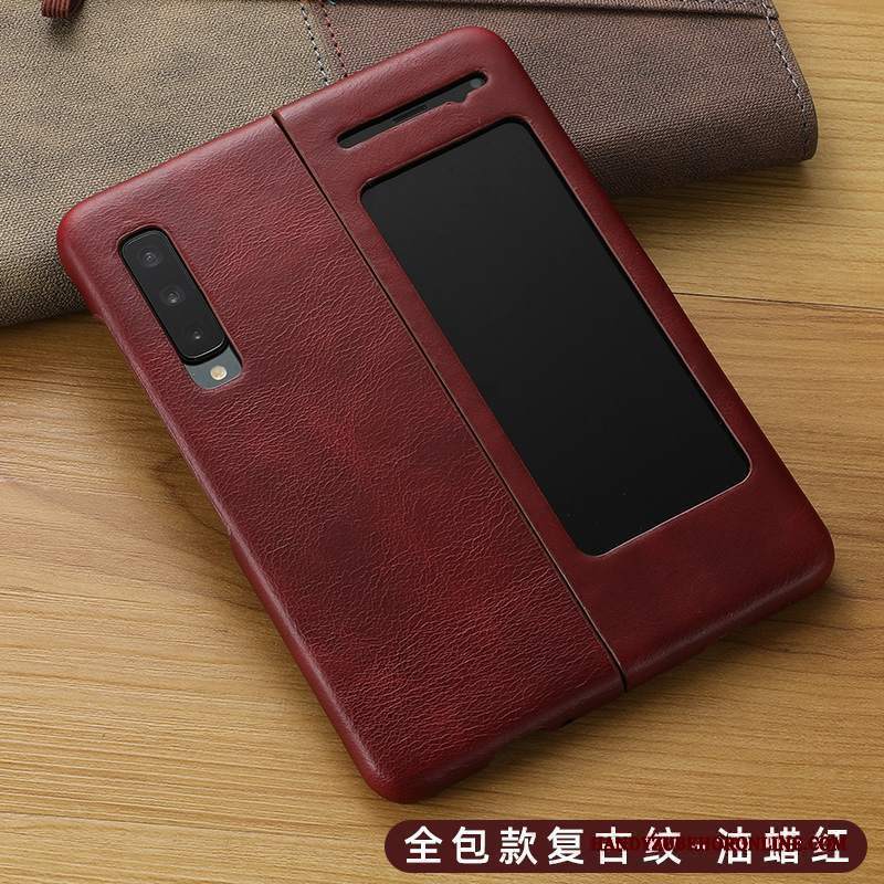 Custodia Samsung Fold Pelle Sottile Tutto Incluso, Cover Samsung Fold Protezione Anti-caduta Rosso