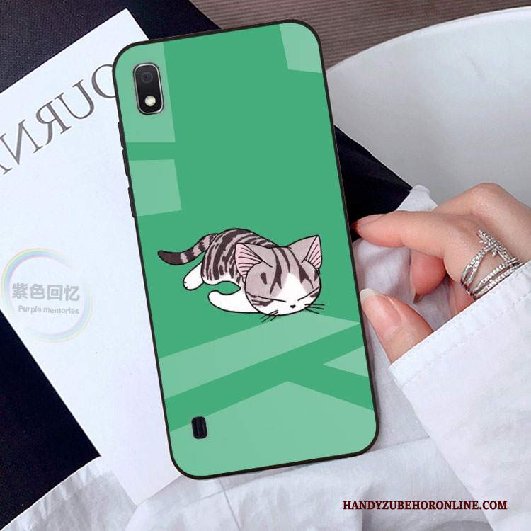 Custodia Samsung Galaxy A10 Cartone Animato Vetro Verde, Cover Samsung Galaxy A10 Protezione Bellotelefono