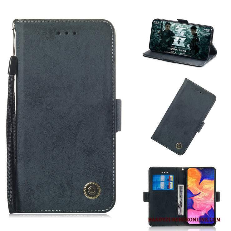 Custodia Samsung Galaxy A10 Pelle Blu Morbido, Cover Samsung Galaxy A10 Folio Telefono Tutto Incluso