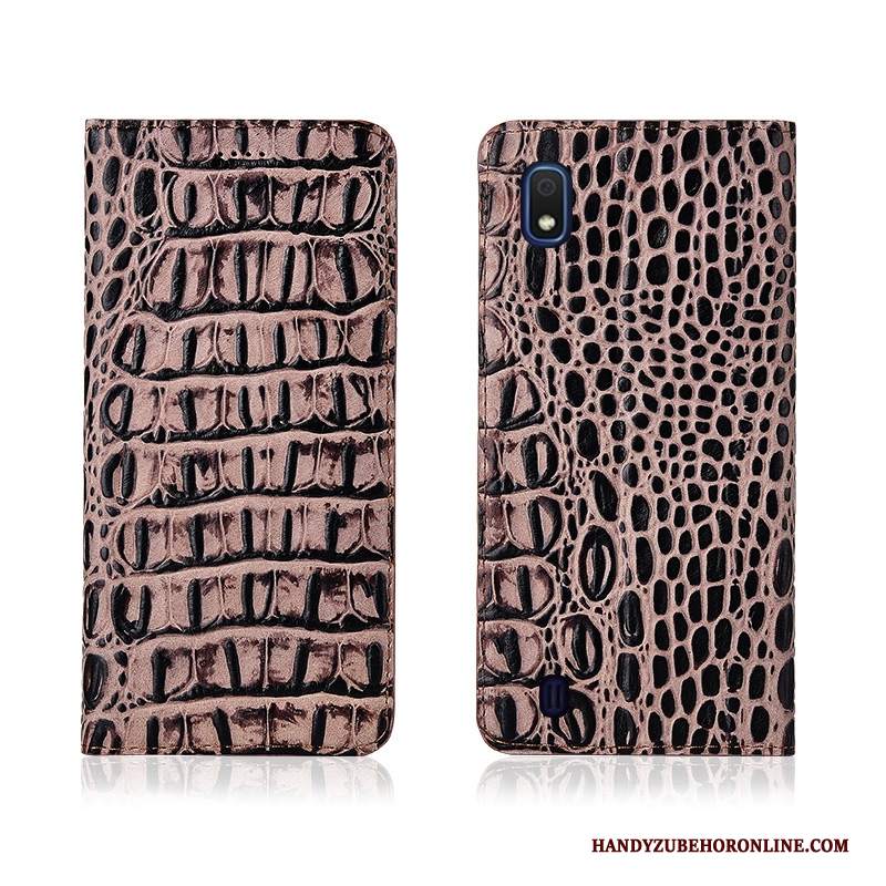 Custodia Samsung Galaxy A10 Pelle Cachi Modello Coccodrillo, Cover Samsung Galaxy A10 Folio Telefono Morbido