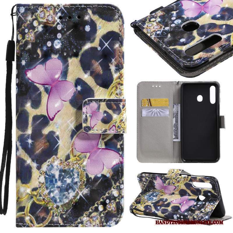 Custodia Samsung Galaxy A20s Folio Telefono Bianco, Cover Samsung Galaxy A20s Pelle Carta