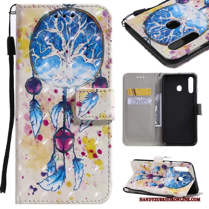 Custodia Samsung Galaxy A20s Folio Telefono Bianco, Cover Samsung Galaxy A20s Pelle Carta