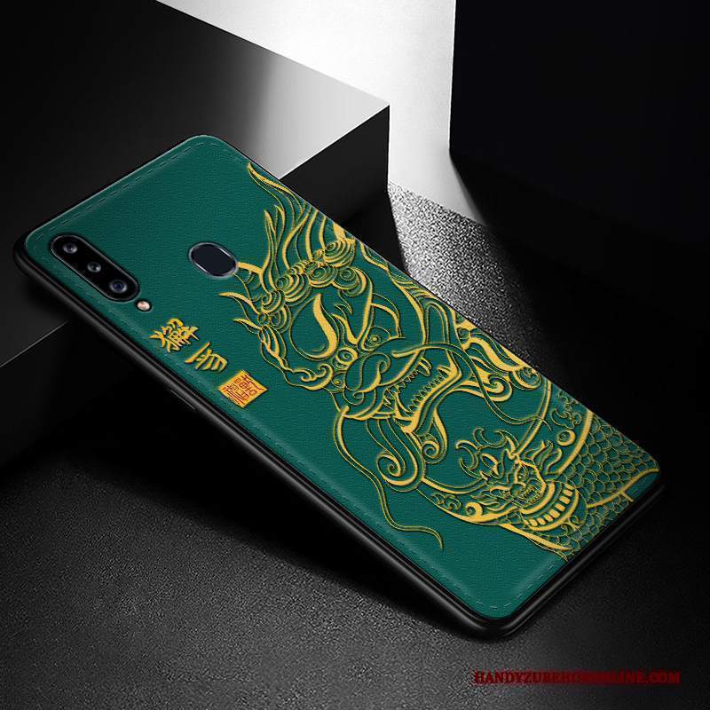 Custodia Samsung Galaxy A20s Goffratura Di Personalità Tendenza, Cover Samsung Galaxy A20s Creativo Verde Morbido