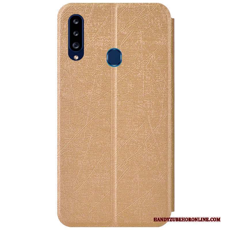 Custodia Samsung Galaxy A20s Pelle Argento Anti-caduta, Cover Samsung Galaxy A20s Folio Telefono