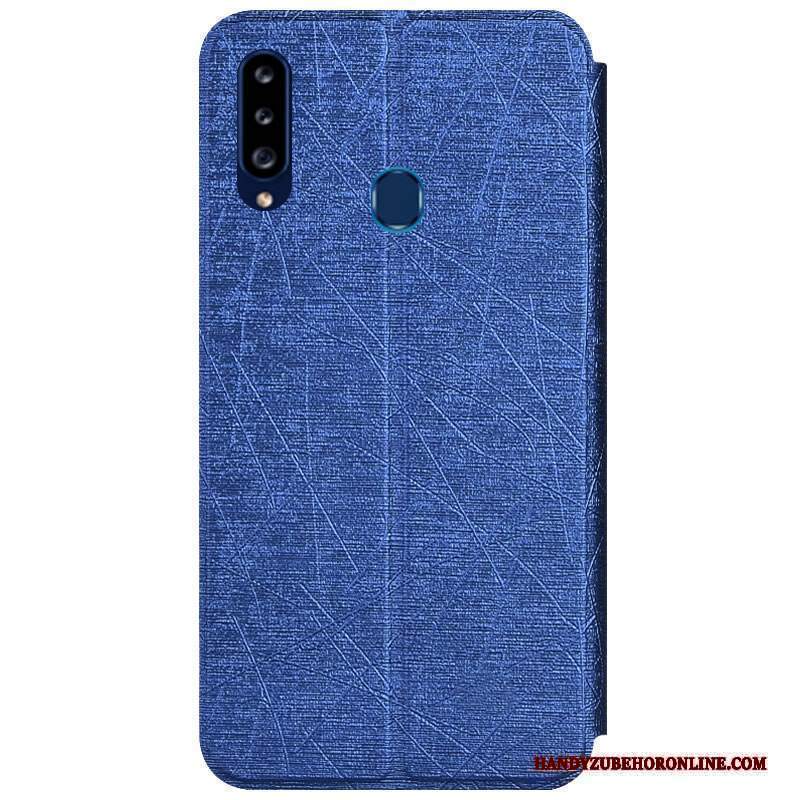 Custodia Samsung Galaxy A20s Pelle Argento Anti-caduta, Cover Samsung Galaxy A20s Folio Telefono