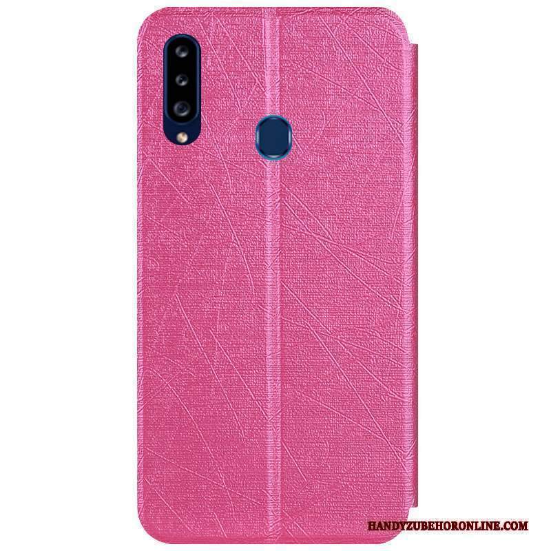 Custodia Samsung Galaxy A20s Pelle Argento Anti-caduta, Cover Samsung Galaxy A20s Folio Telefono