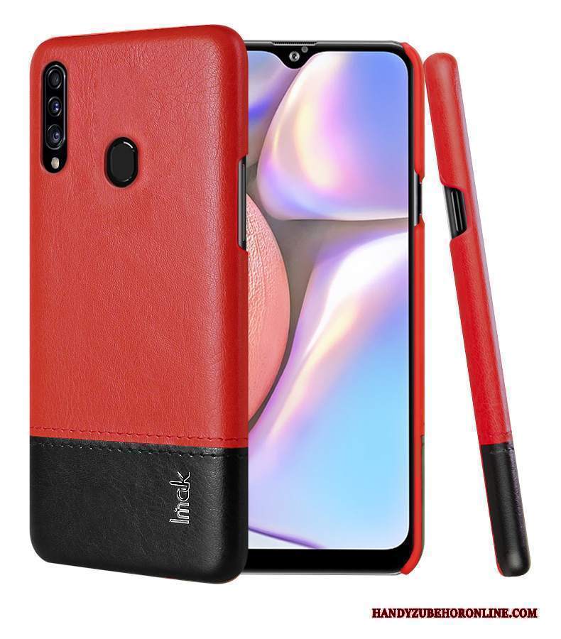 Custodia Samsung Galaxy A20s Pelle Difficile Rosso, Cover Samsung Galaxy A20s Protezione Telefono Anti-caduta