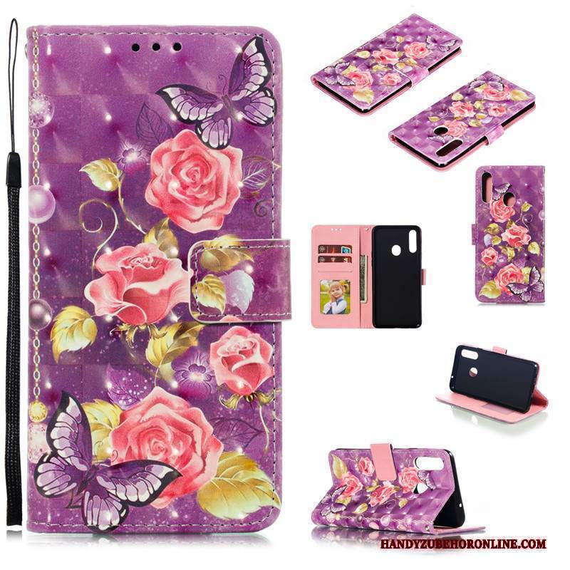 Custodia Samsung Galaxy A20s Pelle Morbido Bello, Cover Samsung Galaxy A20s Cartone Animato Rosa Anti-caduta