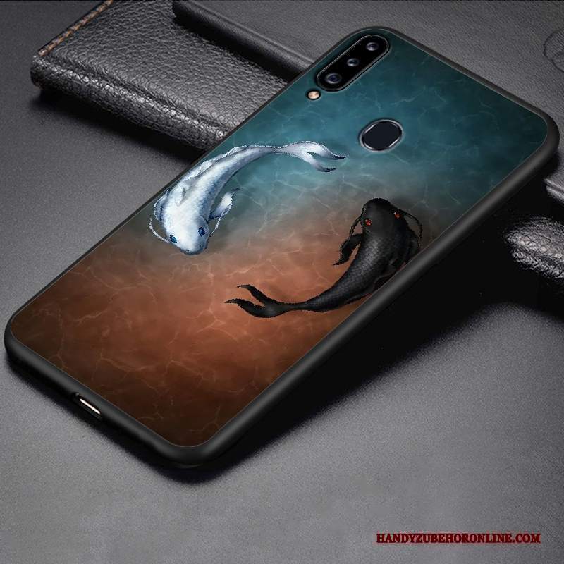 Custodia Samsung Galaxy A20s Silicone Macchiati Nero, Cover Samsung Galaxy A20s Cartone Animato Telefono Tutto Incluso