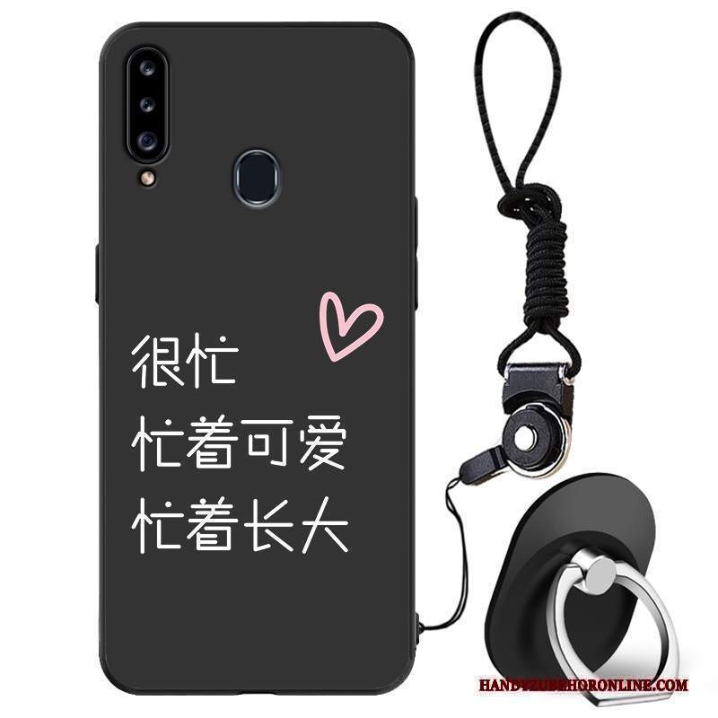 Custodia Samsung Galaxy A20s Silicone Marchio Di Tendenza Amanti, Cover Samsung Galaxy A20s Protezione Semplici Nero