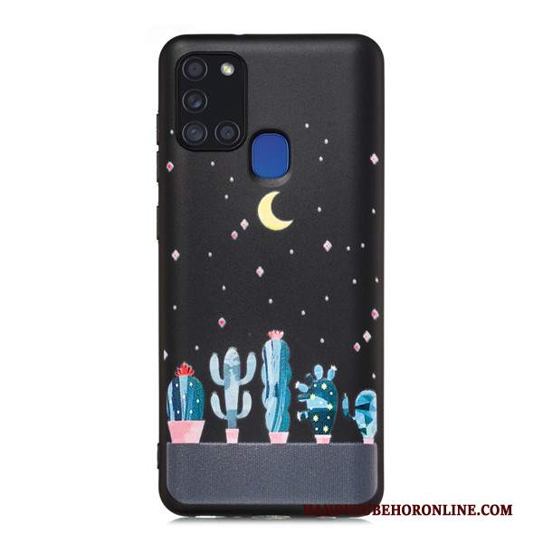 Custodia Samsung Galaxy A21s Cartone Animato Tutto Incluso Nero, Cover Samsung Galaxy A21s Telefono Macchiati