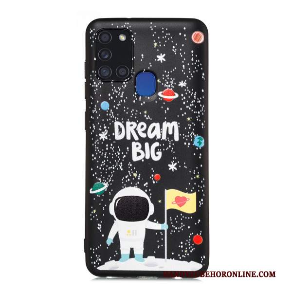 Custodia Samsung Galaxy A21s Cartone Animato Tutto Incluso Nero, Cover Samsung Galaxy A21s Telefono Macchiati