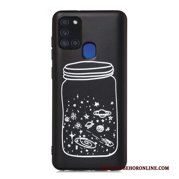 Custodia Samsung Galaxy A21s Cartone Animato Tutto Incluso Nero, Cover Samsung Galaxy A21s Telefono Macchiati