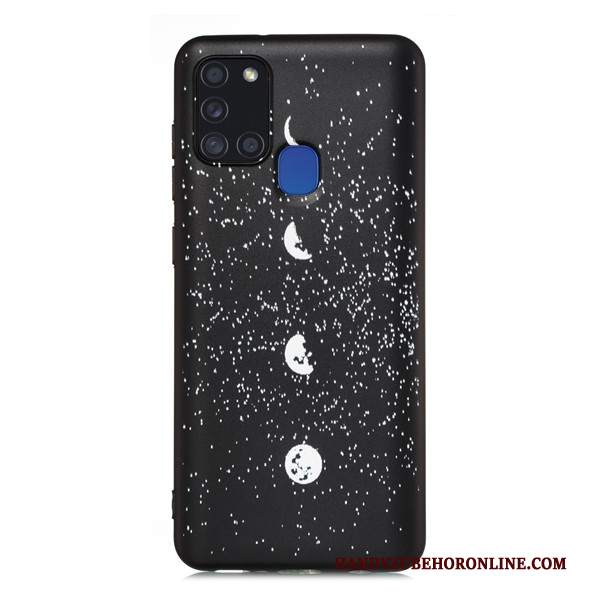 Custodia Samsung Galaxy A21s Cartone Animato Tutto Incluso Nero, Cover Samsung Galaxy A21s Telefono Macchiati