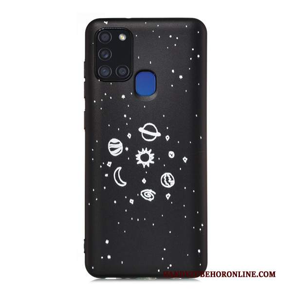 Custodia Samsung Galaxy A21s Cartone Animato Tutto Incluso Nero, Cover Samsung Galaxy A21s Telefono Macchiati