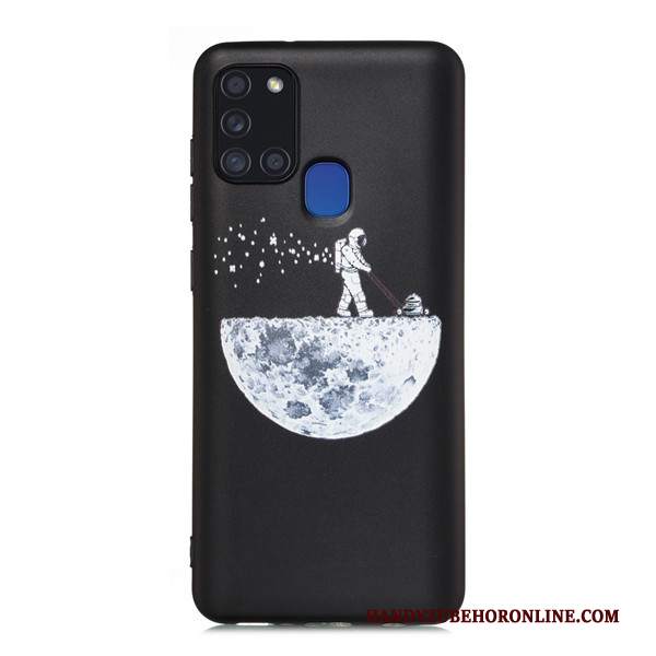 Custodia Samsung Galaxy A21s Cartone Animato Tutto Incluso Nero, Cover Samsung Galaxy A21s Telefono Macchiati