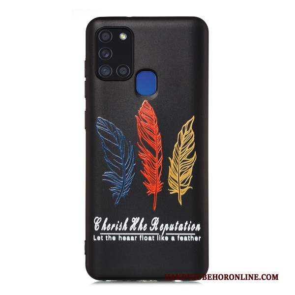 Custodia Samsung Galaxy A21s Cartone Animato Tutto Incluso Nero, Cover Samsung Galaxy A21s Telefono Macchiati