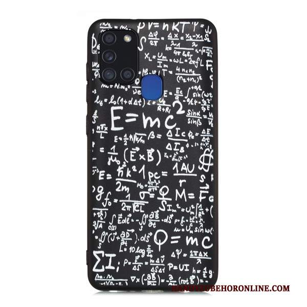 Custodia Samsung Galaxy A21s Cartone Animato Tutto Incluso Nero, Cover Samsung Galaxy A21s Telefono Macchiati