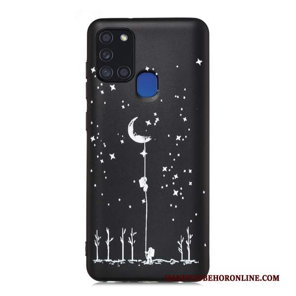 Custodia Samsung Galaxy A21s Cartone Animato Tutto Incluso Nero, Cover Samsung Galaxy A21s Telefono Macchiati