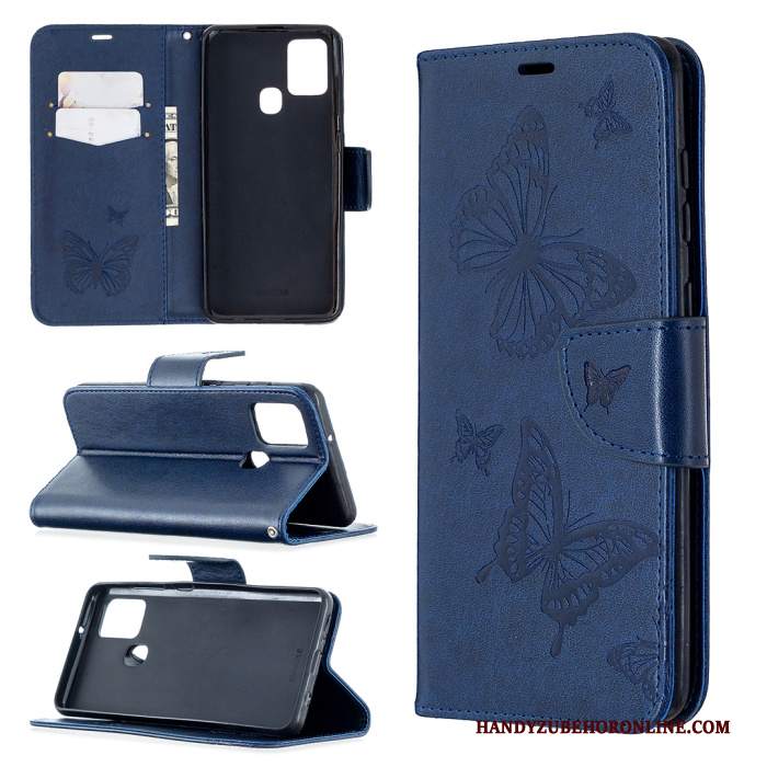 Custodia Samsung Galaxy A21s Pelle Anti-caduta Goffratura, Cover Samsung Galaxy A21s Folio Tutto Incluso Porpora