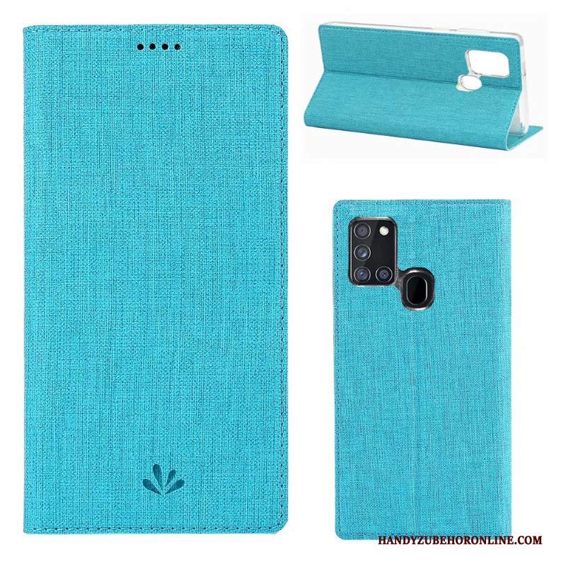 Custodia Samsung Galaxy A21s Pelle Anti-caduta Grigio, Cover Samsung Galaxy A21s Folio Morbidotelefono