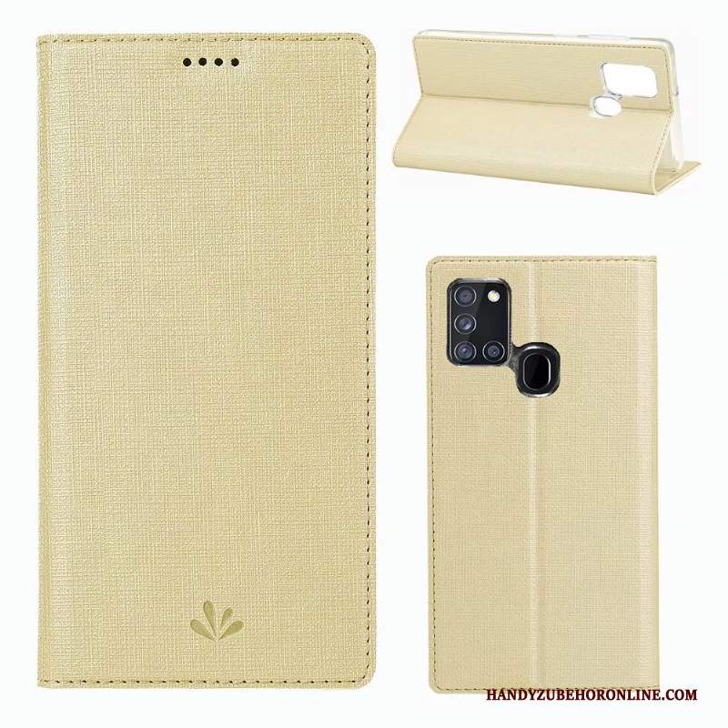 Custodia Samsung Galaxy A21s Pelle Anti-caduta Grigio, Cover Samsung Galaxy A21s Folio Morbidotelefono