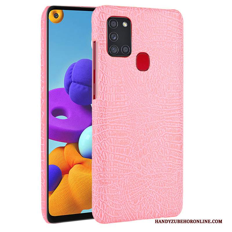 Custodia Samsung Galaxy A21s Pelle Blu Scuro Qualità, Cover Samsung Galaxy A21s Protezione Coperchio Posteriore Modello Coccodrillo