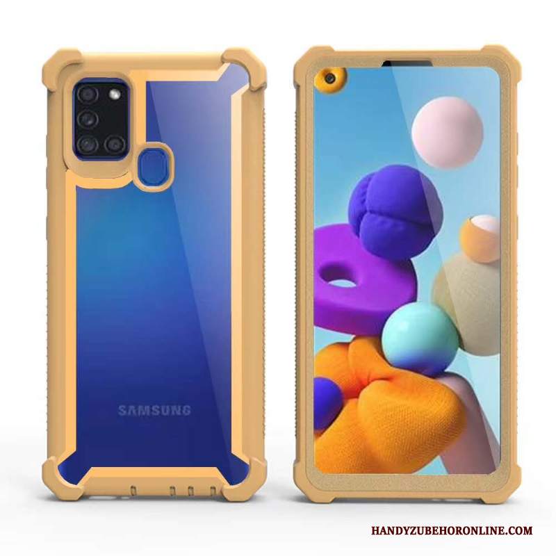 Custodia Samsung Galaxy A21s Protezione Difficile Gasbag, Cover Samsung Galaxy A21s Giallo Europa